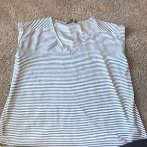 Express black and white stripe v-neck blouse